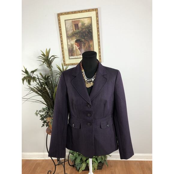 Evan-Picone Women Jacket 10 Mob Wife 3 Buttons Front Office Siren Lined Lapel - Picture 1 of 10